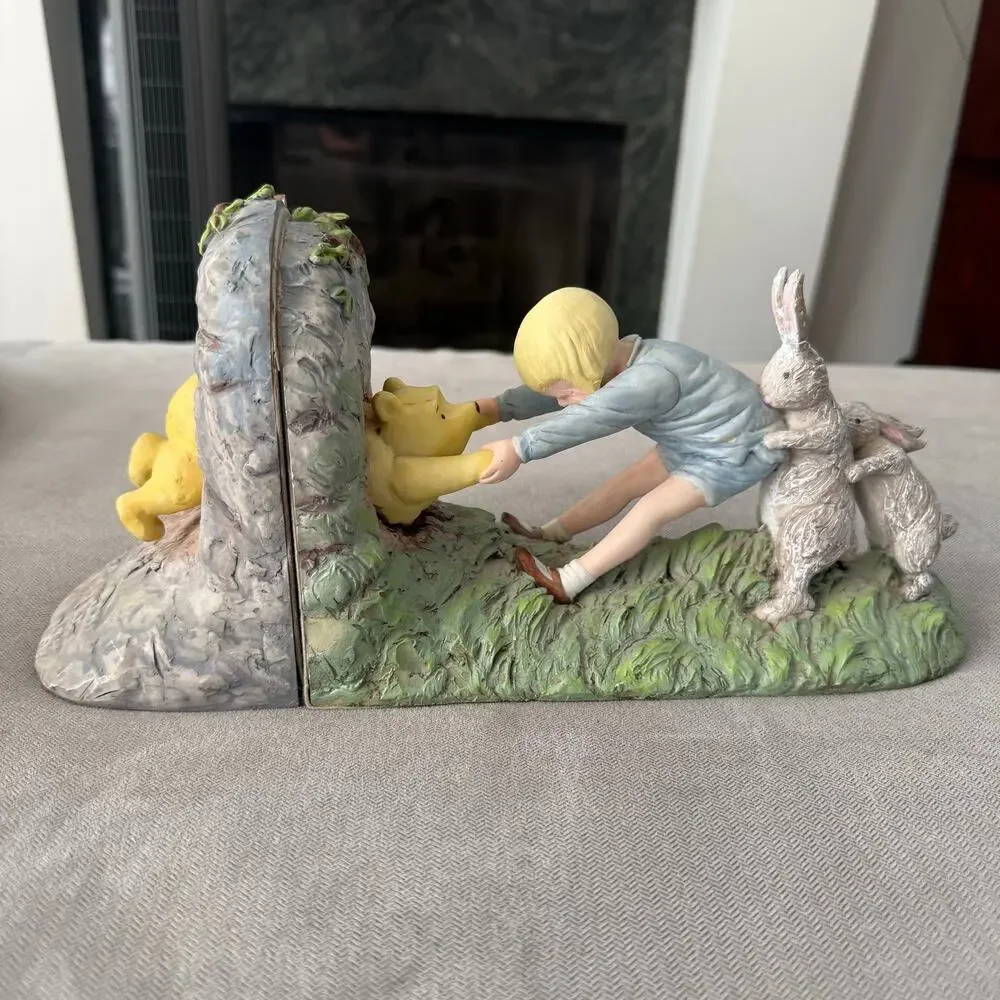 Disney Winnie the Pooh & Christopher Robin Bookends with Rabbit Friends